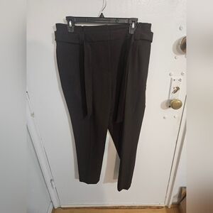 Calvin Klein Brown High-Waisted Trousers with Belt